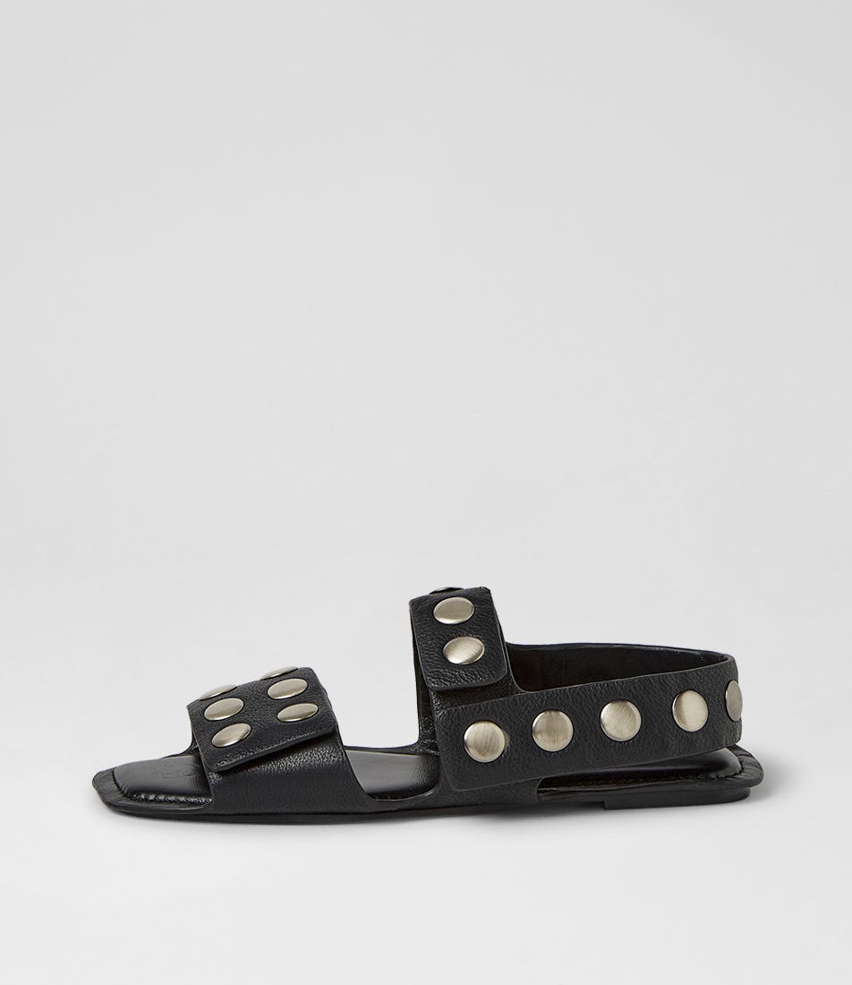 Molivia Black Leather Sandals
