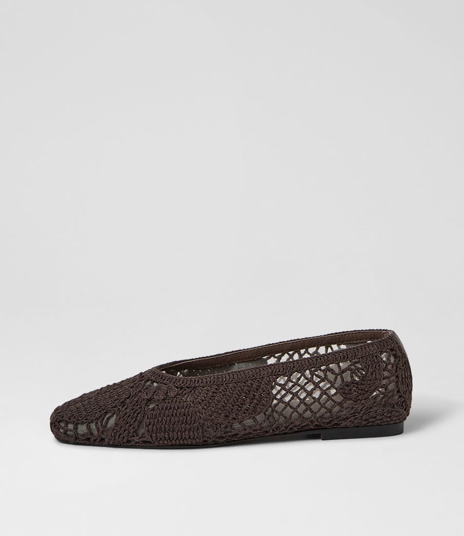 Prairee Choc Crochet Knit Ballet Flats