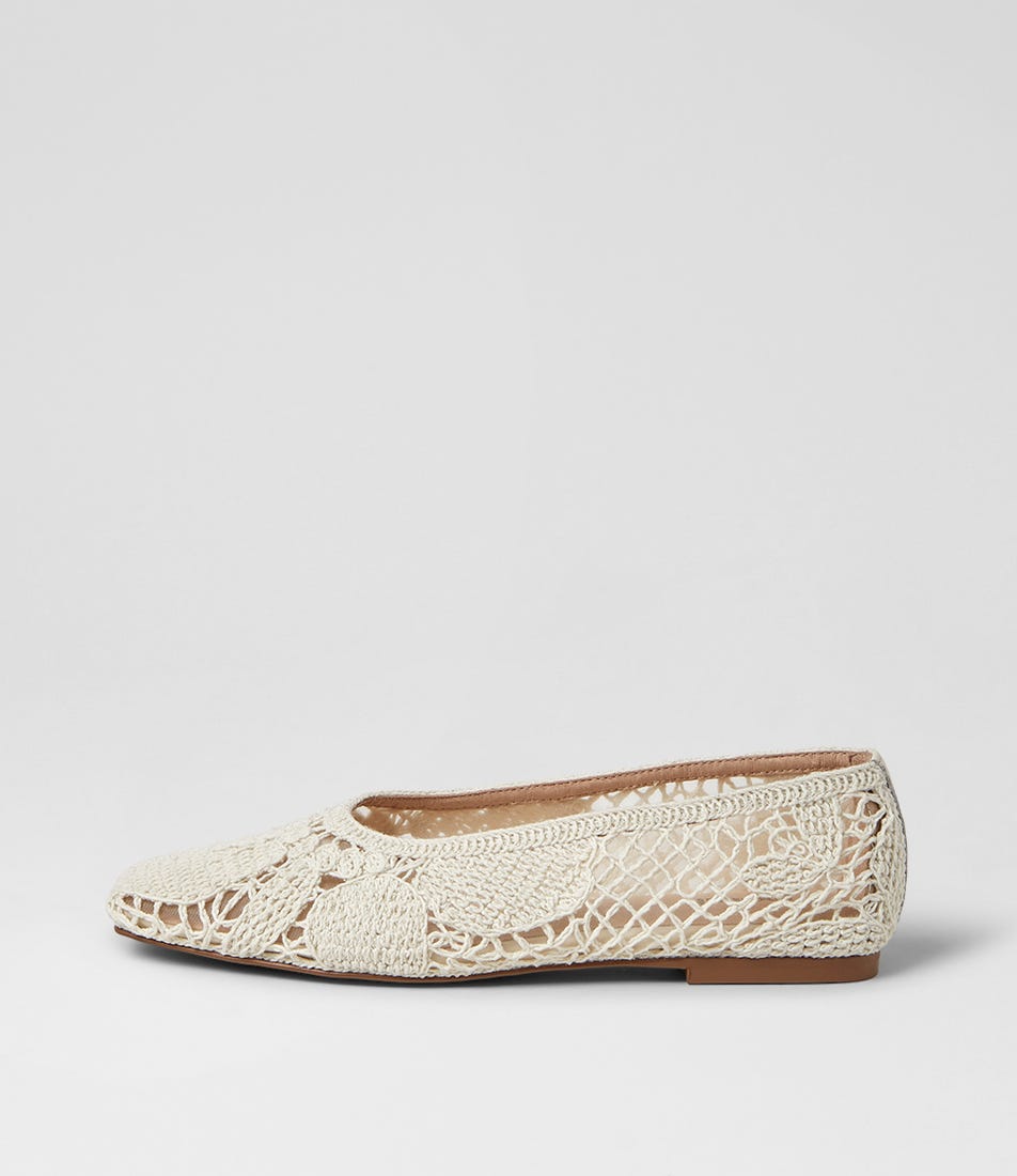 Prairee Cream Crochet Knit Ballet Flats