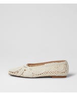 Prairee Cream Crochet Knit Ballet Flats