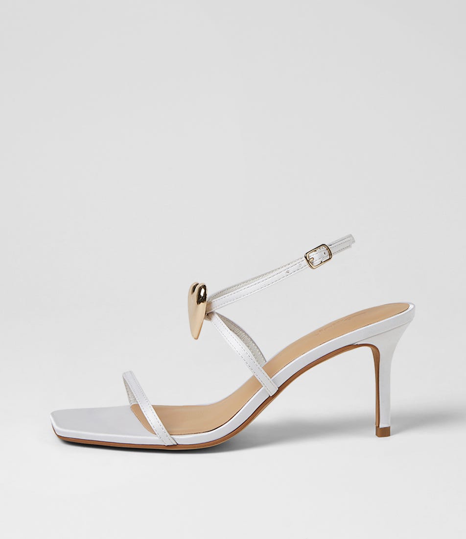 Piety White Satin Sandals