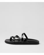 Haana Black Shine Leather Slides
