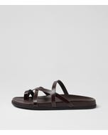 Haana Choc Shine Leather Slides