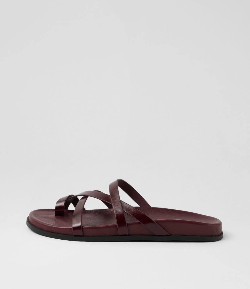Haana Burgundy Shine Leather Slides