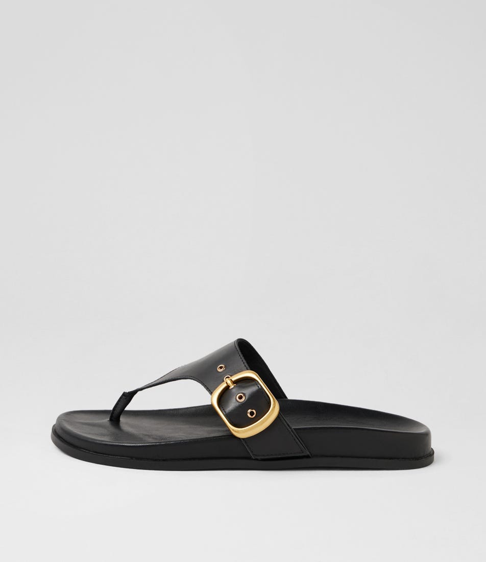 Hectore Black Leather Thongs