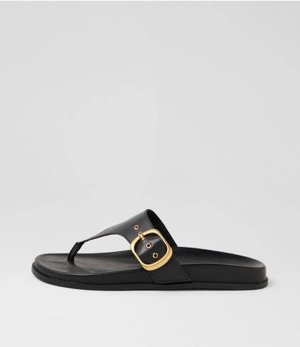 Hectore Black Leather Thongs