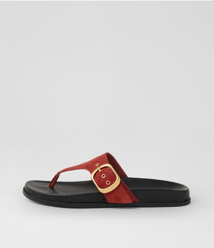 Hectore Earth Black Suede Thongs