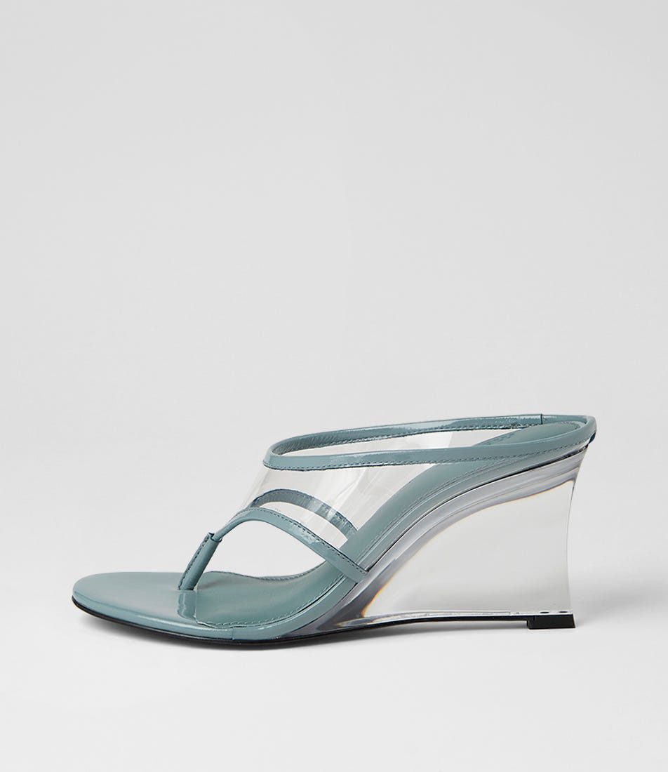 Saltee Steel Blue Patent Leather Sandals