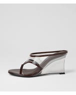 Saltee Dark Choc Patent Leather Sandals
