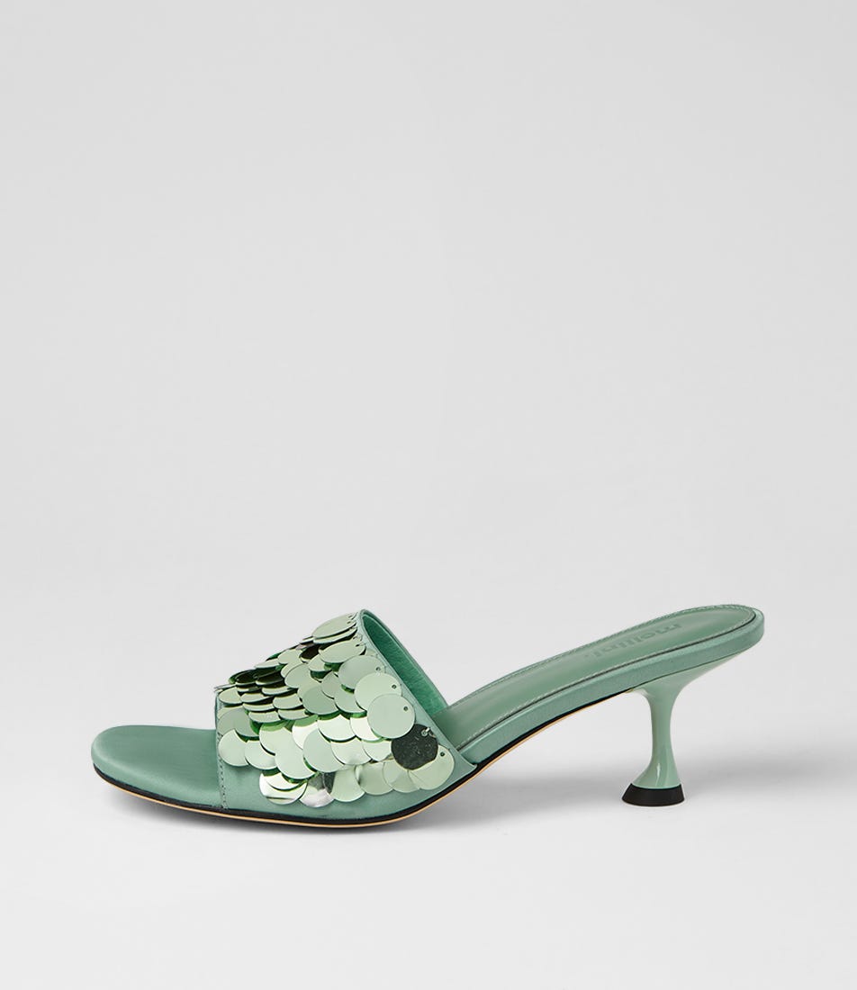 Ampale Mint Sequin Sandals