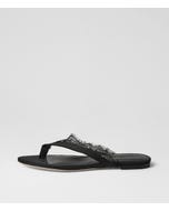 Dinnah Black Satin Thongs