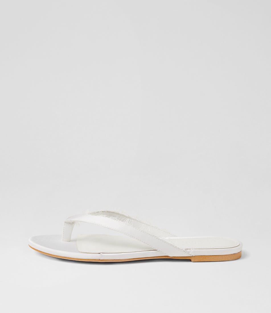 Dinnah White Satin Thongs