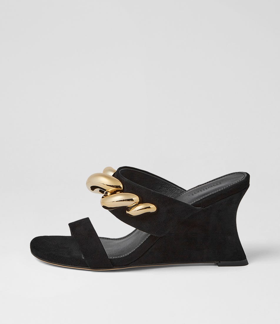 Ellsa Black Suede Sandals
