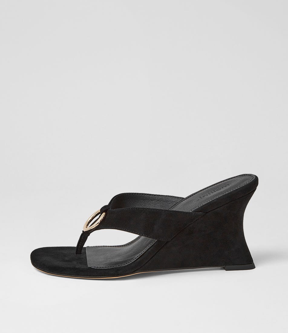 Elishia Black Suede Sandals