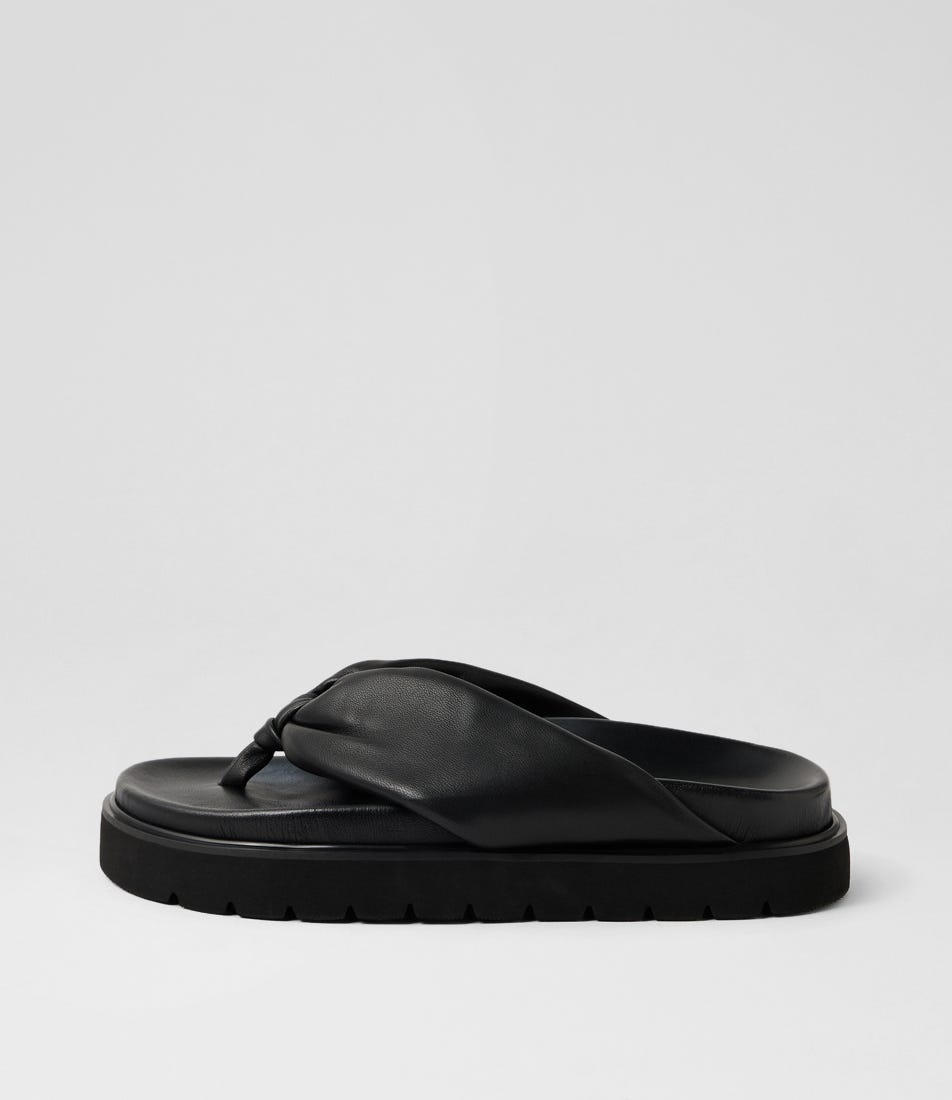 Meigh Black Leather Thongs
