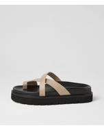 Margee Latte Black Leather Slides