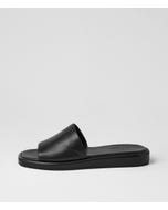 Relle Black Leather Slides