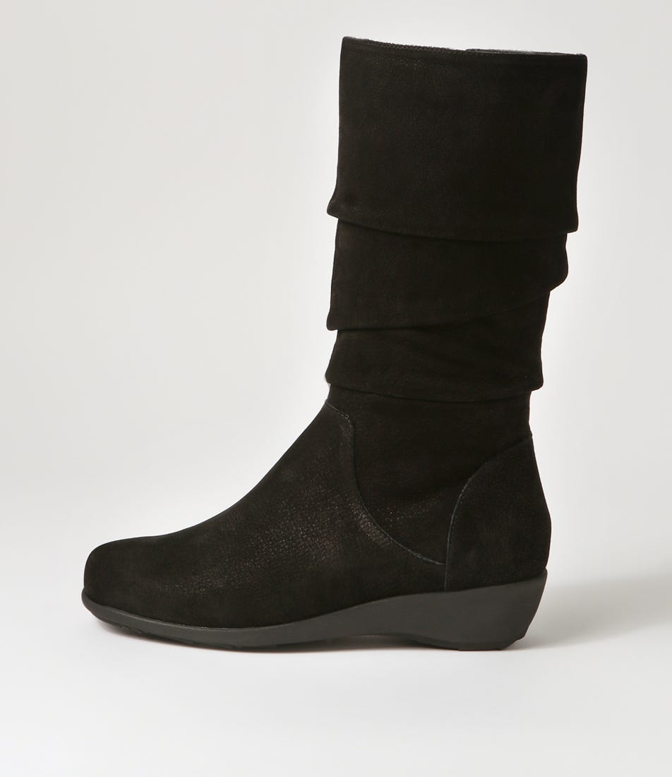 Seattle Xf Black Tumble Nubuck Calf Boots by Ziera